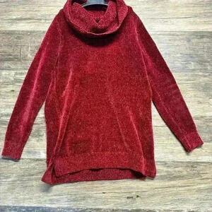 Lands' End Red Cowl Neck Sweater‎